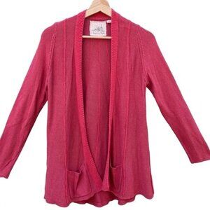 ANTHROPOLOGIE ANGEL OF THE NORTH KNIT PINK OPEN CARDIGAN COTTON  SIZE M